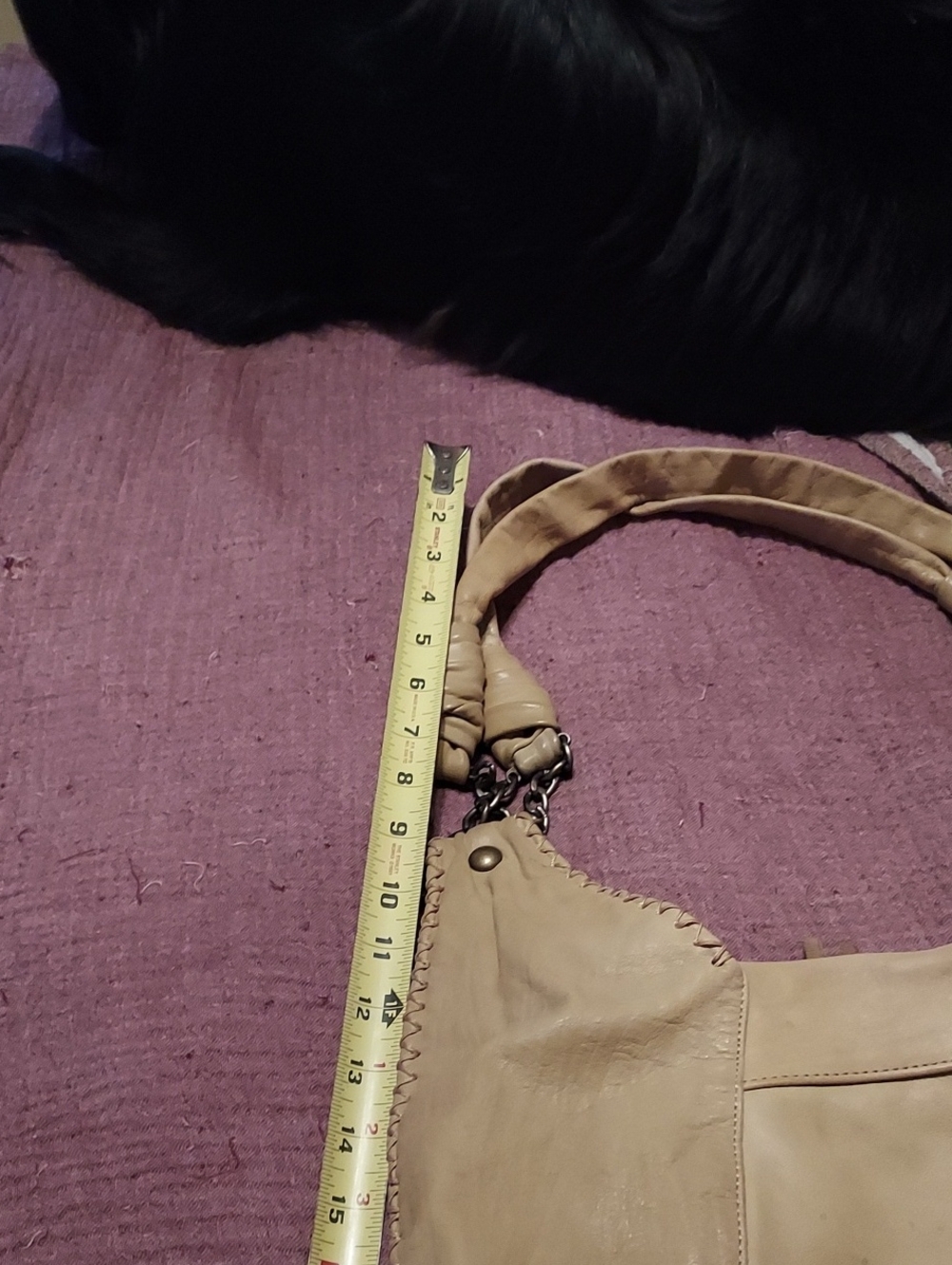 ***Cleaned With Leather Cleaner & Color Faded***Italian Leather Bag Maritza - Picture 7 of 9
